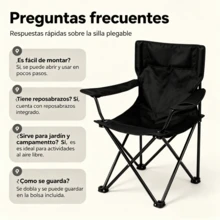 Silla Plegable para Exterior con Brazos, Silla de Camping Portátil con Portavasos, Silla de Campamento Plegable con Reposabrazos y Bolsillo Lateral, Silla Portátil para Jardín,,Marco Metálico Resistente para Playa, Picnic y Senderismo,5Color opcional - Negro - Ver 7