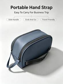 DIOR Original Deep Blue Clutch Makeup Bag, Embossed Brand Ribbon With Metal Buckle Hardware, PU Wear-Resistant Large Capacity Storage For Cosmetics And Skincare Samples, Can Be DIY Modified Into Crossbody Bag, Women's Personal Use Gift Portable Storage Bag - Dark Blue PU Makeup Bag - View 5