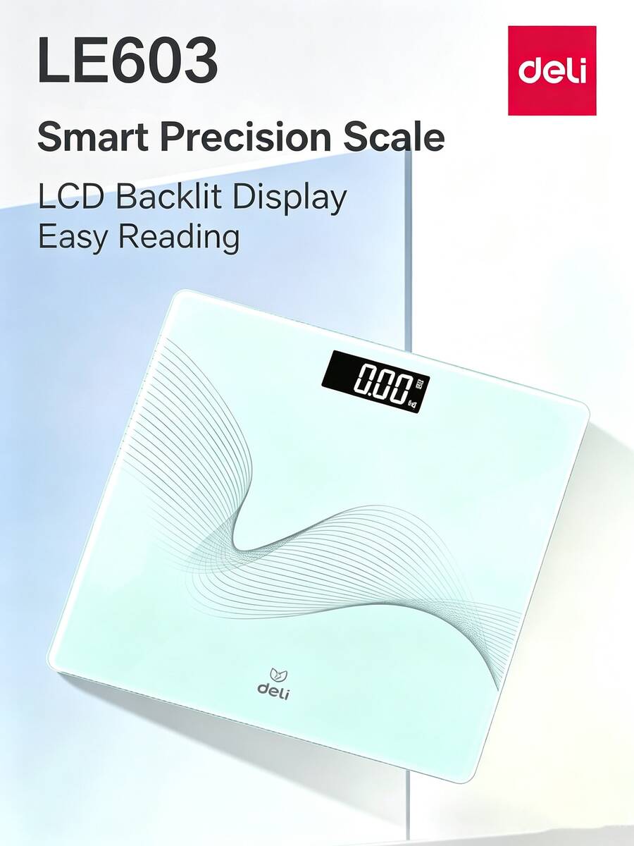 DELI LE603 Body Scale: Intelligent And Accurate Weighing Technology; Backlit LCD Screen For Easy Reading In The Dark; Tempered Glass For Easy Cleaning; Non-Slip Base For Stable Placement; Mint Green Color. - Mint Green - View 1