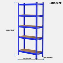 Royalswill Heavy-Duty Multi-Purpose Shelving, 150 Cm/180 Cm Screw-Free Storage Racks, Industrial Storage Racks, Extremely High Load-Bearing Capacity, Adjustable Shelves, Suitable For Living Rooms, Kitchens, Garages, Workshops, Supermarkets And Shops - Blue - View 14