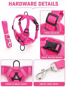 Pet Harness & Leash Set, Soft Breathable Mesh Dog Vest Harness & Leash, Adjustable Anti-Escape Puppy Chest Harness, Anti-Pull, Harness + Leash Set, Suitable For Cats, Dogs And Other Small To Medium Animals, Ideal For Outdoor Walks And Daily Outings For Small To Medium Dogs, Perfect For Dog Lovers And Cat Owners - View 3