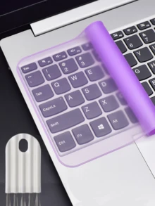 Universal Transparent Keyboard Protector, Ultra-Thin Keyboard Protector And Keyboard Cleaning Brush, Effectively Protects Keyboard, Suitable For 15 To 17.0 Inch Laptops, Available In Transparent, Purple, Yellow, Pink And Blue Colors, Washable And Reusable - Multi-color - View 14
