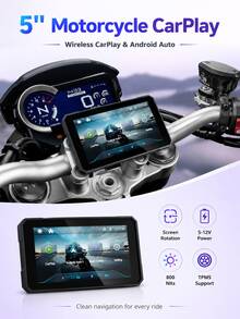 Motorcycle CarPlay Screen, Wireless CarPlay And Android Auto, Equipped With 5-Inch HD Screen And Adjustable Bracket, Supports Wireless Audio/Navigation, Battery Not Included - MP5 - View 9