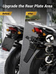 Motorcycle License Plate Bracket Universal Adjustable Tail Tidy Fender Eliminator Kit 1pc CNC Aluminum Alloy License Plate Holder Multi-Slot Rear License Plate Frame Motorcycle Street Bike Sport Bike Rear Tail Installation Accessory - A - View 6