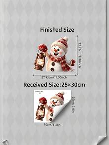1pc Charming Snowman Window Sticker With Cute Winter Lantern Decal For Home Decor Double Sided Static Cling For Glass Door Display Living Room Bedroom Shop Showcase Holiday Decor Holiday Party Window Decor Accessories Christmas Window Decals - Multiple Styles - View 4
