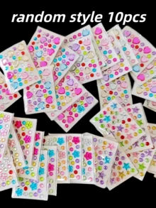 Sparkling Gem Stickers - Self-Adhesive Acrylic Rhinestone Stickers, Heart-Shaped Stickers, Suitable For Valentine's Day, Face Decoration, Shiny DIY Makeup, Music Festival Arts & Crafts, Shiny Rhinestone DIY Handmade, High-Quality Acrylic Gems, Peel And Stick, Essential Item For Halloween Costume Matching. - Multicolor - View 12