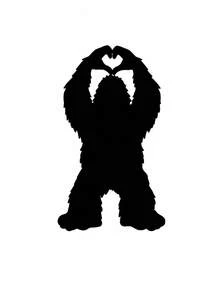Funny Bigfoot Heart Hands Car Sticker, Waterproof Self-Adhesive Black Sasquatch Silhouette Decal, Removable No Residue Auto Decor For Rearview Mirror Window Windshield Sun Visor, Universal Car Interior Exterior Accessories - A - View 6