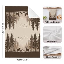 2pcs Christmas Winter Coffee Brown Forest Bear & Reindeer Pattern Kitchen Towels, Soft Polyester Dish Cloths, Suitable For Kitchen Decor, Kitchen Cleaning, Holiday Party Decoration, Kitchen & Bathroom Supplies, Home Essentials, Home Decor, Housewarming Gift - Multicolor - View 3