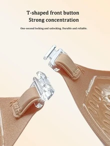 1pc 5cm Invisible Self-Adhesive Bra, (Includes 20pcs Flower-Shaped Nipple Covers) The Gospel For Flat Chests, Instantly Transforms A-Cup To C-Cup! T-Shaped Front Closure Design, Comfortable And Skin-Friendly, Suitable For Wedding Dresses And Evening Gowns, Effectively Solves The Empty Cup Problem. - Multi-color - View 4