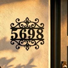 4 Sizes Available!Custom Metal House Number Sign, Ornate Scroll Wrought‑Iron Style Address Plaque, Personalized Black Cutout House Numbers, Weather‑Resistant Outdoor Wall Decor For Front Door, Porch, Gate, Housewarming Gift - Black - View 8