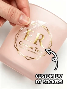 1/10/20/30/50件可客製化UV轉印貼紙，個性化圖案轉印標籤，可客製化LOGO圖案，適合禮品盒裝飾、物品裝飾、手工藝品、活動佈置，適合伴侶、好友、同事、合作夥伴、客戶、紀念友人，適用於派對、婚禮、生日、聖誕節、萬聖節 - 多色2 - 查看 8