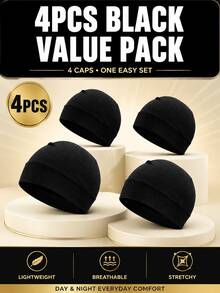 4pcs/2pcs/1pc Unisex Brimless Sleep Cap, Lightweight Breathable With Breathable Lining, Suitable For Chemotherapy Hair Loss - A - View 12