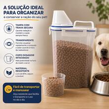 Dispenser De Ração Milho Feijão Arroz Sementes 2 Litros  Pote Hermetico Para Armazenamento Com Copo Medidor Multiuso - Branco - Visão 8