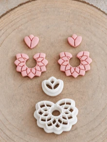Retro Hollow Floral Polymer Clay Cutters, Lace Flower Teardrop Shapes, DIY Handmade Drop Earring Jewelry Craft Making Tools - White - View 3