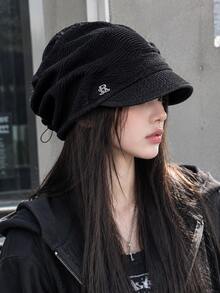 1pc Women's Corduroy Knit Hat, Slouchy Newsboy Cap With Adjustable Drawcord, Ribbed Texture, Warm Fall Winter Streetwear For Travel - A - View 2