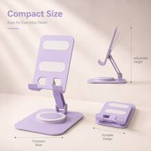 360° Rotating Foldable Desktop Phone Stand, Adjustable Angle Portable Phone Base, Anti-Slip Phone Holder, Compatible With Apple And Android Phones, Applicable For Home And Office - Mauve Purple - View 7