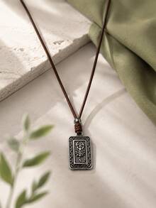 1pc Hip-Hop Style Adjustable Leather Cord Silver Round Pendant Scorpion Necklace For Men - Silver - View 2