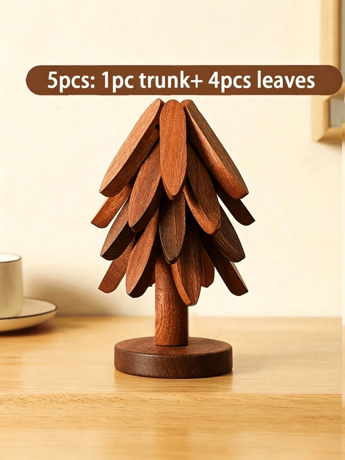 5-Piece "Insulated Tree" Solid Wood Heat-Insulating Mats, High-Temperature Resistant Placemats, Solid Wood "Christmas Tree" Pot Holders, Coasters, Enameled Pot Holders, Tree-Shaped Design Household Heat-Resistant Tableware Mats, Premium Coasters, Autumn Home Decor, Christmas Home Decorations, Kitchen Decorations And Accessories, Pink Room Decorations, Autumn Home Decor, Bedroom Decorations, Office Decorations, Garden Decorations, Christmas, Birthday Decorations, 2026 Christmas Gifts, Christmas Decorations, Christmas Gifts, Candy Bags, Christmas Ornaments, Party Decorations, Christmas Home Decorations - Multicolor - View 1