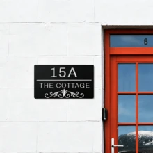 4 Sizes Available! Custom Vintage Scroll Metal House Sign,Address Plaque, Personalized Villa Door Number - Black - View 7