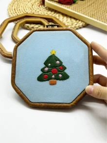 Octagonal Vintage Wood Grain Embroidery Hoop With Hanging Ring, 3 Sizes Available: 9/12.8/17cm, Suitable For Cross Stitch, Velvet Embroidery And Various Handmade Embroidery - Antique Octagonal - View 7