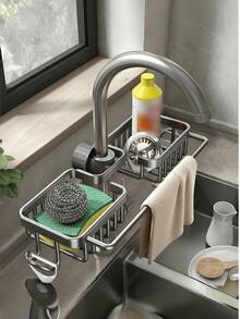 1pc Kitchen Faucet Drain Basket, 2pcs Drain Hanging Storage Baskets, Dishcloth Rack, Sponge Holder, Sink Organizer, Drain Rack - Faucet Shelf - View 12
