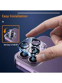 6pcs 3D Silk Screen Camera Lens Protector Film, Compatible With IPhone 18 Pro Max/18 Pro 16/14 Pro Max/15 Pro Max/16 Pro Max/14 Pro/13/15 Plus, Camera Screen Protector Film Accessory, 9H Tempered Glass, Anti-Scratch Protective Case - Clear - View 8