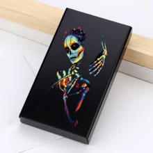 Creative Skull Aluminum Alloy Slim Cigarette Case 100mm Ultra-Thin Anti-Pressure Portable Storage Box Unisex Halloween Thanksgiving Daily Holiday Gift Punk Style Design - Black - View 7