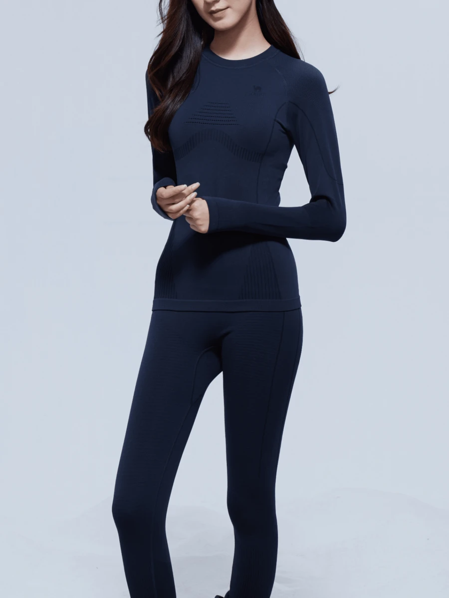CAMEL CROWN Women's Thermal Outdoor Top & Pants Set – Winter Warmth, Breathable, Fleece-Lined, Cold-Resistant Athletic Base Layer - Carbon Crystal Black - View 1