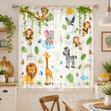 2 Pieces Of Semi Transparent Curtains With Tropical Rainforest Animal Prints, High-Definition Digital Printing, Privacy Protection, Hand Wash And Machine Wash, Suitable For Home Decoration In Living Rooms, Children's Bedrooms, And Study Rooms - Multicolor - View 5