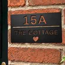 4 Sizes Available!Personalised Laser Cut Metal House Sign, Custom House Number Plaque With Heart, Black Outdoor Address Plaque, New Home Housewarming Gift - Black - View 4