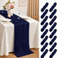 6 Pack Navy Blue Cheesecloth Table Runner, Crinkle Gauze Table Runner, Rustic Boho Sheer Table Decor For Wedding, Thanksgiving, Fall, Bridal Shower, Baby Shower, Birthday Party, Christmas And Farmhouse Home Decor - Navy Blue - View 31