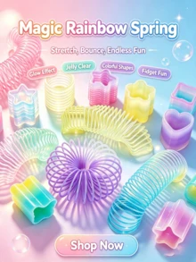 1/6/12/24/36/48pcs Mini Classic Rainbow Spring Toy, Spring Rainbow Loop, Suitable For Magic Parties, Carnival Parties, Small Gifts, Perfect Gift Fillers, Retro Stress Relief Toys, Christmas Party Atmosphere Supplies (Random Color And Style Shipping) - Multicolor - View 2