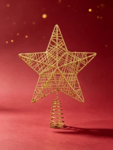 10 Cm Gold Star-Shaped Christmas Ornament, Shiny Five-Pointed Christmas Tree Decoration, Suitable For Festive Decoration Of Small And Medium-Sized Christmas Trees - 1PC - View 1