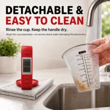 2026新款三合一數位量杯秤，可稱重、量體積與測溫，600ml/20oz，1-1000g高精度，6種單位，ABS手柄，螺絲固定電池蓋，附螺絲起子，可拆卸可清洗聚碳酸酯量杯，適合烘焙 - 600毫升 - 查看 8