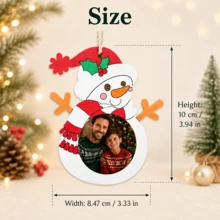 Custom Snowman Photo Ornament, Personalized Christmas Tree Hanging Decor, Festive Photo Keepsake For Home Party Decor, Customized Picture Holiday Snowman Ornament, Customizable Xmas Gift For Family, Friends, Couples, Christmas Decorations, Bag Charm - Style a - View 2
