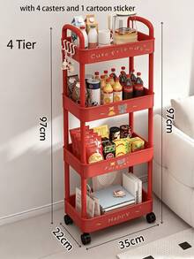 1pc Dopamine Mobile Storage Rack, Multi-Layer Snack Organizer Cart, Rolling Utility Trolley, Sturdy Space-Saving Shelves, Portable Floor-Standing, For Living Room, Bedroom, Dorm, Kitchen, Pantry, Office, Gift For Mother's Day, Graduation - Multicolor - View 9
