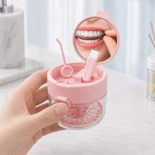 1PC/2PCs Multi-Function Portable Dental Appliance Cleaning & Storage Box, (With Automatic Lifting Basket & Leak-Proof Sealed Design), Includes Mirror Support Rod & Cleaning Brush Tool, Suitable For Oral Accessory Cleaning & Care, ABS Sealed Leak-Proof, Perfect For Users With Dental Braces Cleaning & Storage Needs - Multicolor - View 7