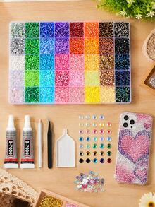 40,000pcs Flat Back Rhinestone Set, 40 Colors Jelly Gemstones With B7000 Glue And Tools, All-In-One DIY Rhinestone Craft Kit, Jewelry Making Materials, Gift For Women, Arts And Crafts - Multicolor - View 8