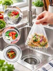 200pcs Replacement Filter Mesh, Suitable For Kitchen Sink Strainer And Drain Sieve, Anti-Clogging Fine Mesh, Suitable For Washing Vegetables, Durable And Easy To Clean, Suitable For Small Diameter Pipes, Food Filtration Sink Drain Filter - View 6