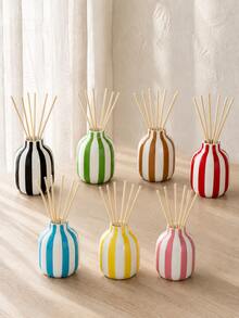 1pc Colorful Vertical Stripe Reed Diffuser Bottle, Mini Bulb Shape Aromatherapy Holder, Modern Nordic Striped Decorative Bud Vase For Bathroom Vanity Shelf Bedroom Home Decor - 1PC - View 3