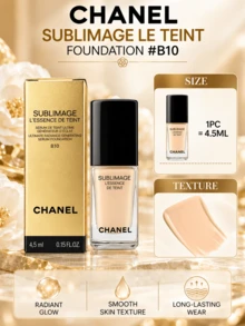 CHANEL Luxury Foundation #B10, 4.5ml Sample, Smooth Skin Texture, Long-Lasting Finish, Lightweight Texture, Non-Dulling, Suitable For Multiple Skin Types - #B10 - View 2
