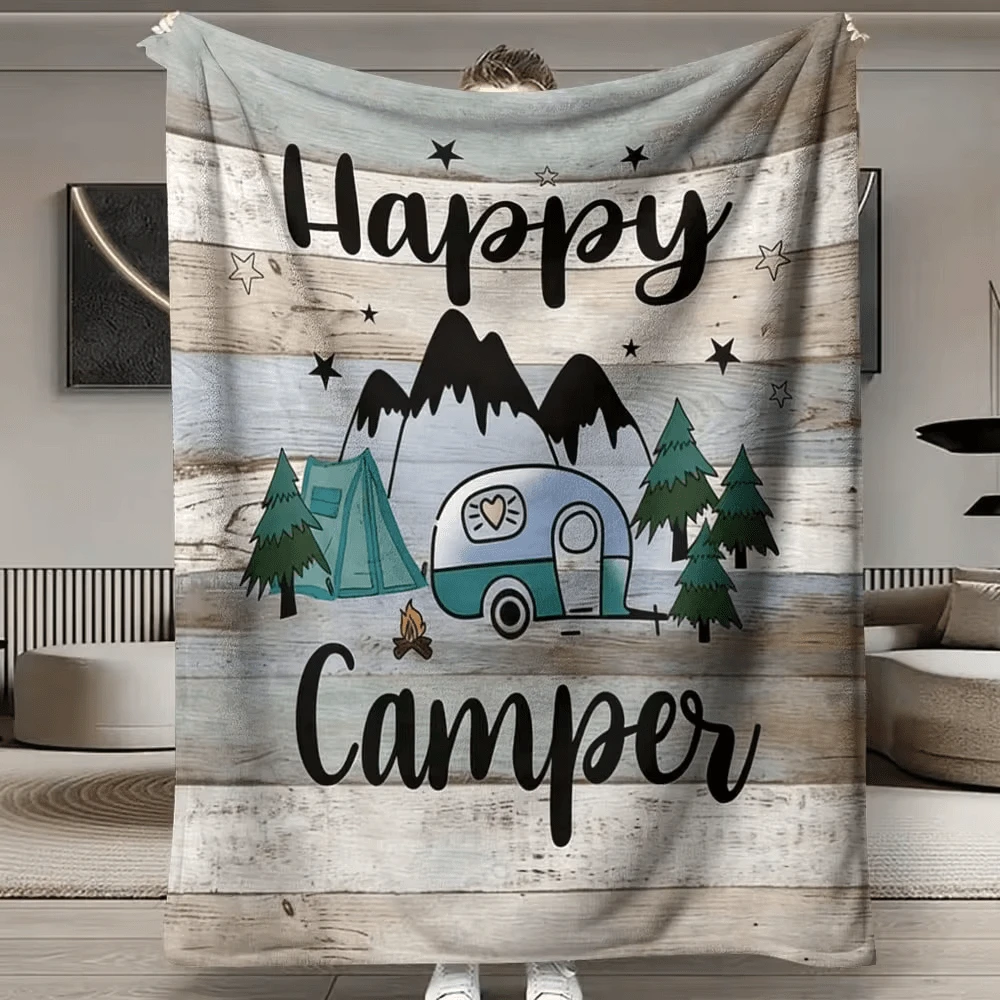 [Soft & Warm Digital Flannel Blanket] Happy Camper Digital Print ...