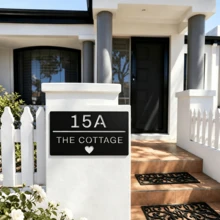 4 Sizes Available!Personalised Laser Cut Metal House Sign, Custom House Number Plaque With Heart, Black Outdoor Address Plaque, New Home Housewarming Gift - Black - View 9