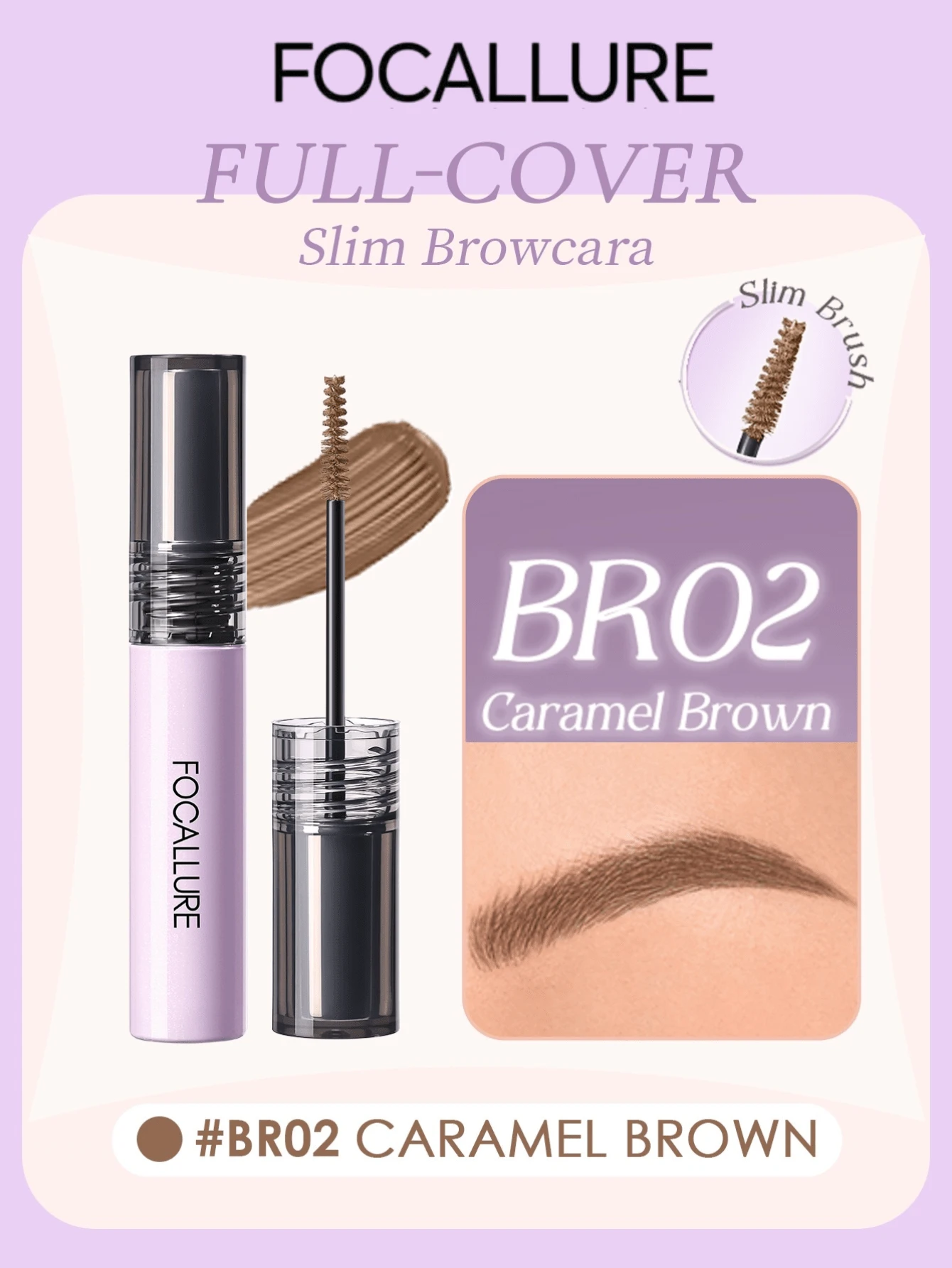 FOCALLURE Gel Alis Tipis dengan Cakupan Penuh, Hasil Akhir Alami, Tidak Menggumpal, Tahan Transfer & Tahan Air, Aplikasi Halus, Tidak Luntur, Formula Cepat Kering, Aplikasi Presisi, Ramah untuk Pemula, Satu Sapuan untuk Alis Tebal, Riasan Sehari-hari - #BR02 Cokelat Karamel - View 1