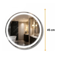 Found Espejo Con Luz LED Redondo De Pared Touch 3 Tonos De Luz 45 cm Con Marco Blanco Espejo Vanity Para Baño Tocador Vestidor Maquillaje Decoracion Minimalista Hogar Recamara Estilo Moderno Espejo Inteligente Luminoso Circular Luz Calida Neutra Fria - Tipo de Enchufe A USA (110-127V) - Ver 3