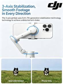 dji Osmo Mobile 7 Smartphone Gimbal Stabilizer, Lightweight Tracking, Smart Selfie Stick, Long Battery Life, Suitable For Live Streaming & Vlogging, Smart Stabilization, Foldable, Built-In Tripod (Brand New, Only Unsealed & Activated) - White - View 8