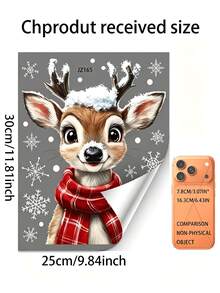 1pc Charming Christmas Window Sticker, Glue-Free Static Adhesion Reusable Deer Shape Glass Decal, Suitable For Decorators And Homes, Cute Snowflake Window Sticker, Applicable For Windows, Doors, Party Decoration, Removable Glass Sticker, Bedroom Home Decor - Multiple Styles - View 5