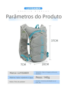 Mochila de hidratação,colete esportivo leve de nylon impermeável, com faixas refletivas e vários bolsos, ideal para ciclismo, corrida, caminhada e atividades ao ar livre - Preto + Bolsa de Água - Visão 12