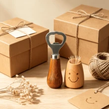 Creative Wooden Toothpick Holder & Beer Bottle Opener 2 Pieces Set, Solid Wood Wine Opener, Cute Desktop Toothpick Storage Cylinder, Kitchen Gadget Set - View 9