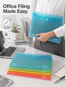 20pcs A4 Transparent Plastic Document Bags, Thickened Waterproof Snap Button File Pouches, Large Capacity Exam Paper Organizer Folders For Students, Office Supplies, School Supplies & Contract Storage - Multiple Options Available - View 5